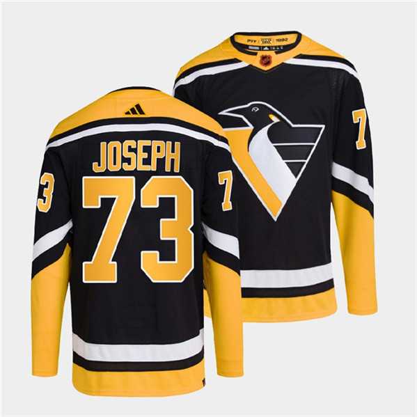 Men's Pittsburgh Penguins #73 Pierre-Olivier Joseph Black 2022 Reverse Retro Stitched Jersey Dzhi